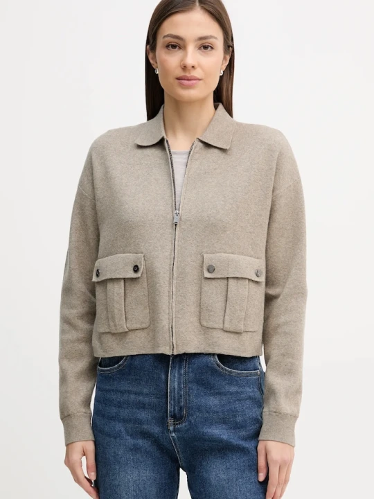 Zdjęcie produktu Dkny kardigan z domieszką wełny beżowy
