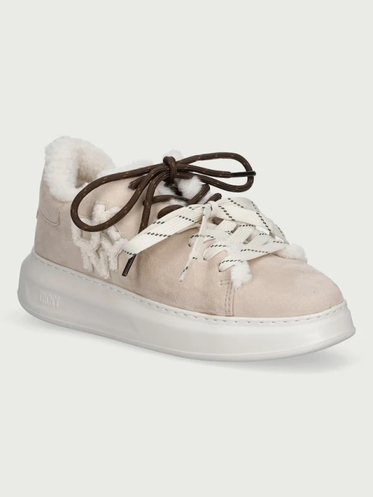 Zdjęcie produktu DKNY Keira Fur sneakersy damskie z imitacji zamszu beżowy