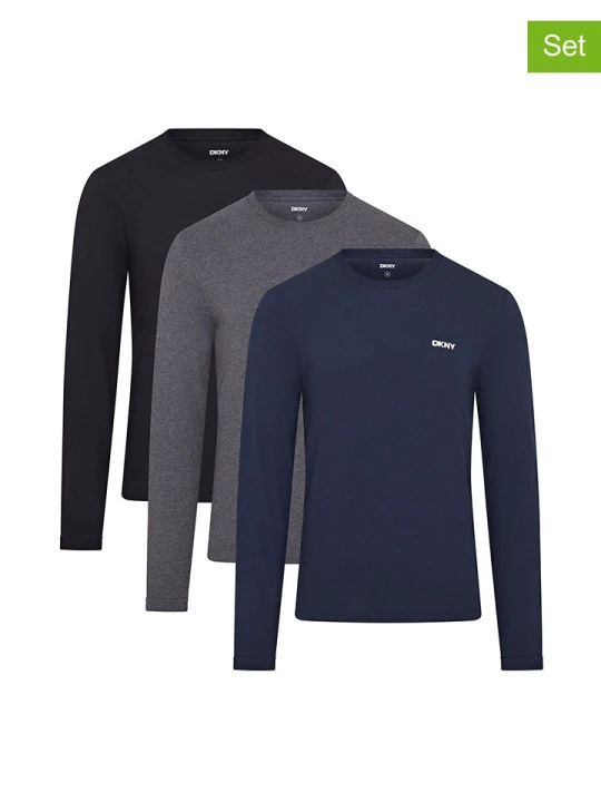 Zdjęcie produktu DKNY Koszulki (3 szt.) w kolorze antracytowym, granatowym i czarnym rozmiar: L