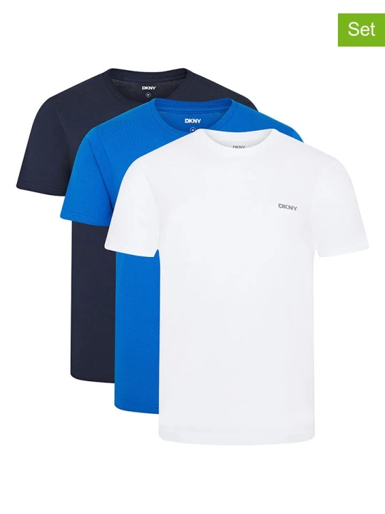 Zdjęcie produktu DKNY Koszulki (3 szt.) w kolorze granatowo-biało-niebieskim rozmiar: XL