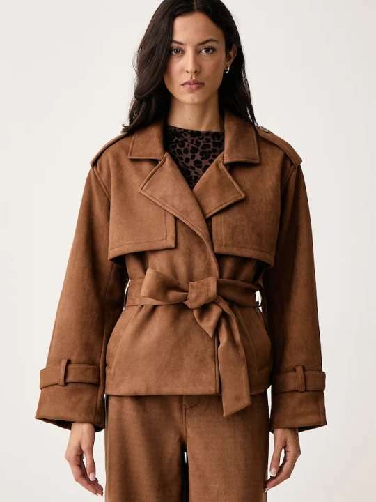 Zdjęcie produktu DKNY kurtka damska z imitacji zamszu brązowy