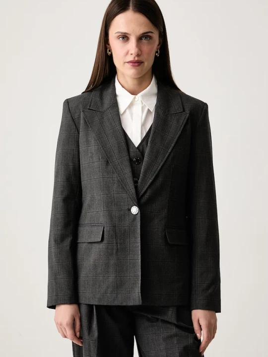 Zdjęcie produktu DKNY marynarka jednorzędowa damska z wiskozą szary