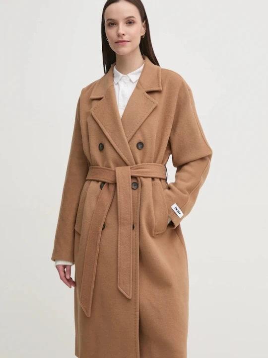 Zdjęcie produktu Dkny płaszcz wełniany brązowy