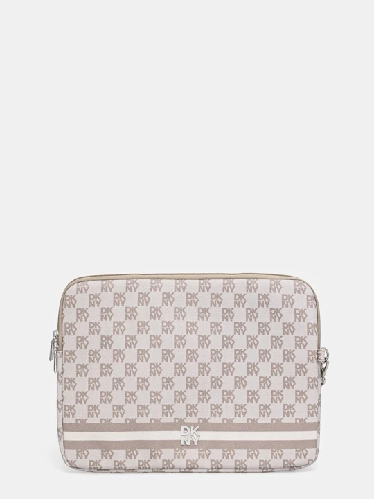 Zdjęcie produktu DKNY pokrowiec na laptopa z imitacji skóry beżowy