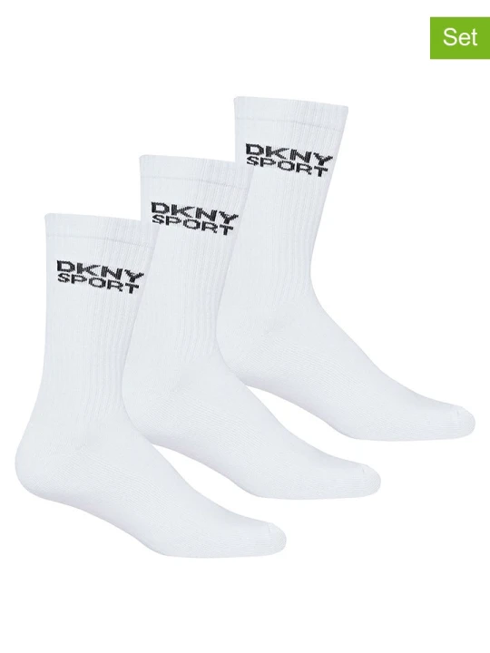 Zdjęcie produktu DKNY Skarpety (3 pary) w kolorze białym rozmiar: 40-45