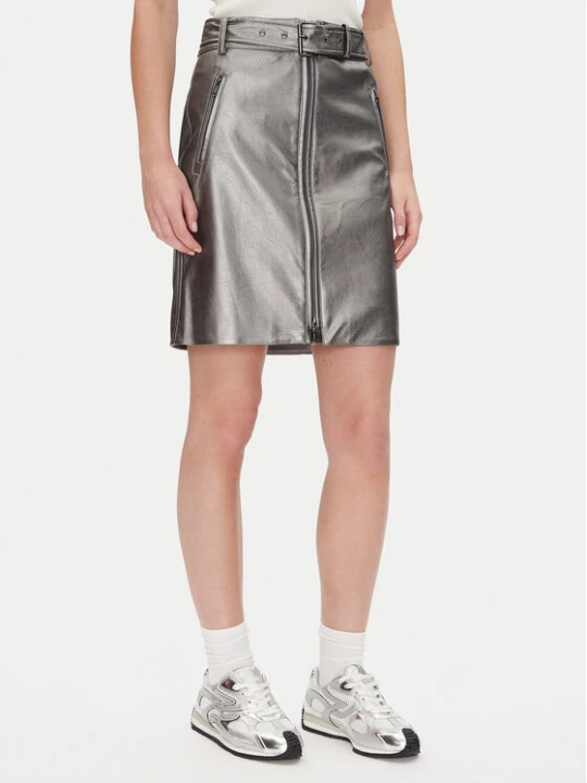 Zdjęcie produktu DKNY Spódnica z imitacji skóry P4JN6XIM Srebrny Regular Fit
