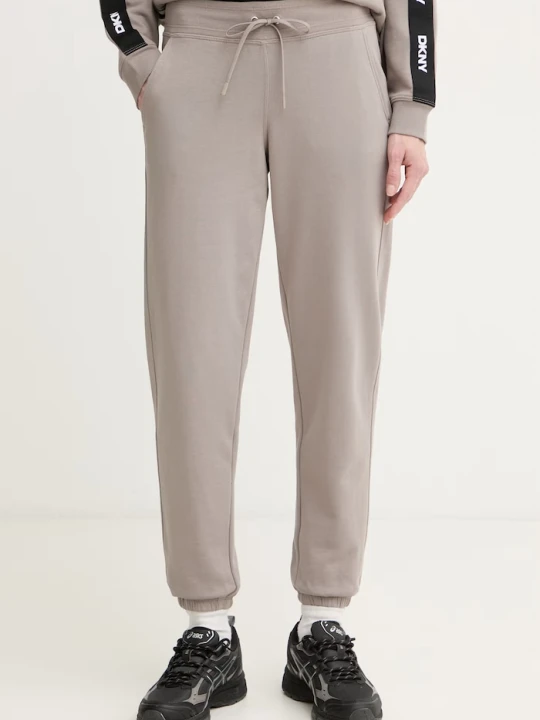 Zdjęcie produktu DKNY spodnie dresowe damskie z bawełną beżowy