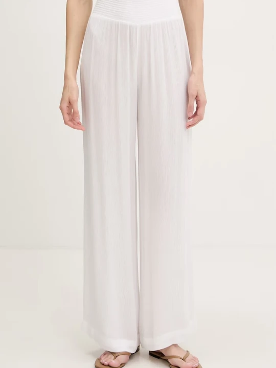 Zdjęcie produktu DKNY spodnie wide leg damskie beżowy