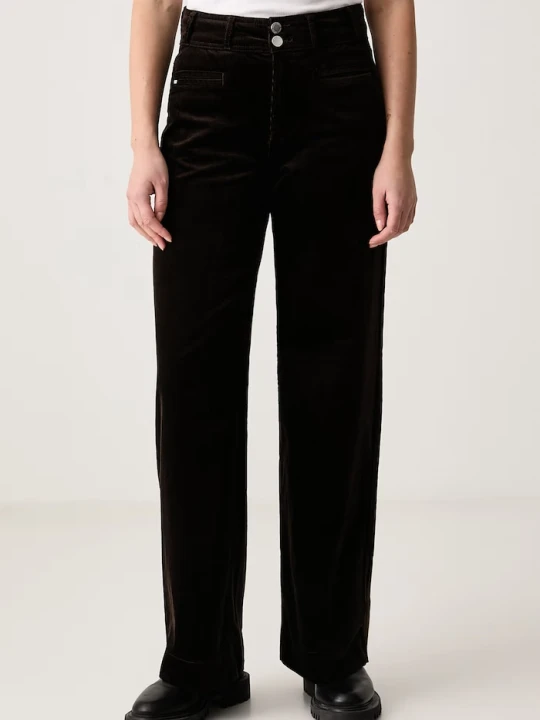 Zdjęcie produktu DKNY spodnie wide leg damskie sztruksowe brązowy