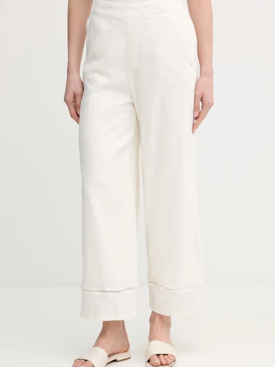 Zdjęcie produktu Dkny spodnie z dodatkiem lnu beżowy