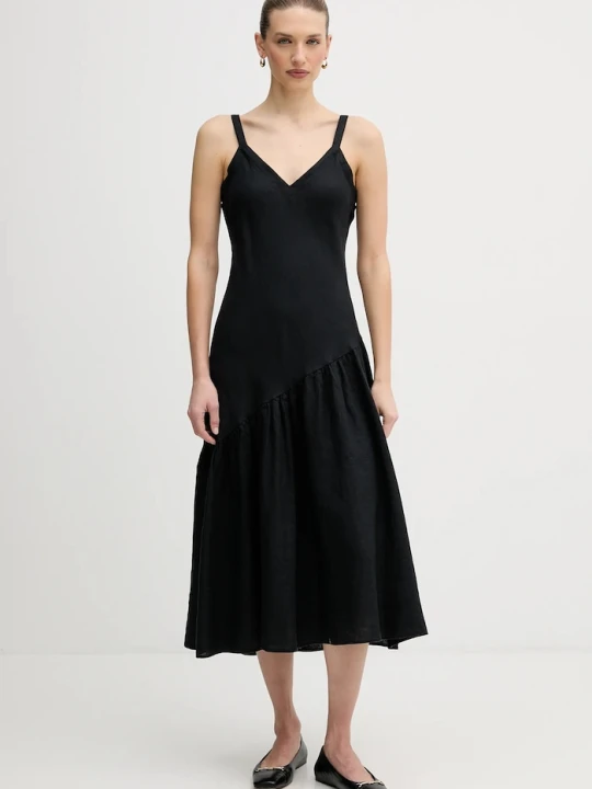 Zdjęcie produktu Dkny sukienka lniana czarny