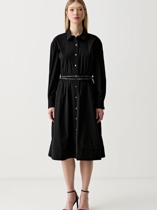 Zdjęcie produktu DKNY sukienka rozkloszowana bawełniana z elastanem czarny