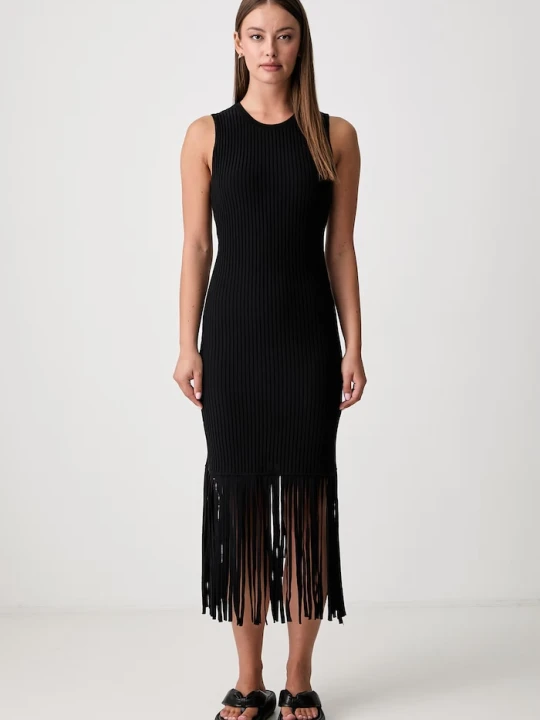 Zdjęcie produktu DKNY sukienka sweterkowa z bawełną czarny