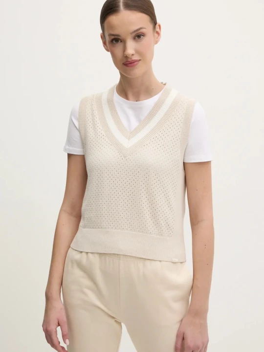 Zdjęcie produktu DKNY sweter bawełniany beżowy