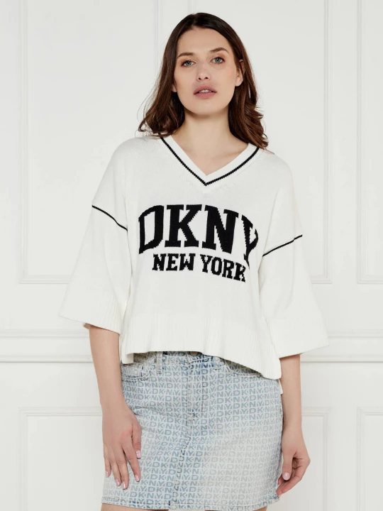Zdjęcie produktu DKNY Sweter | Relaxed fit biały