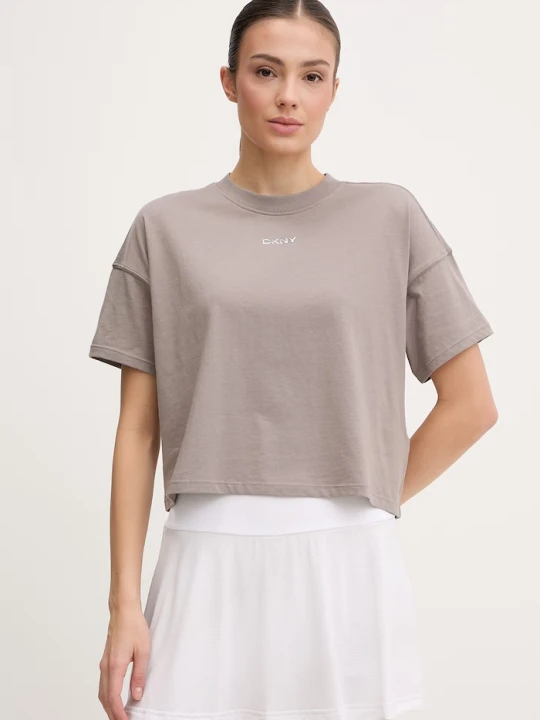 Zdjęcie produktu DKNY T-shirt damski bawełniany beżowy