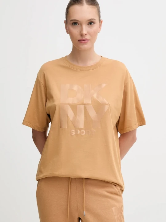 Zdjęcie produktu DKNY t-shirt bawełniany brązowy