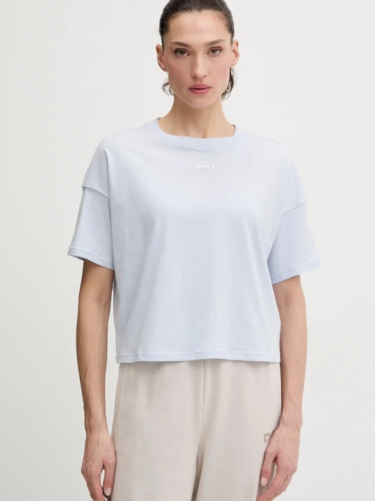 Zdjęcie produktu DKNY T-shirt damski bawełniany niebieski