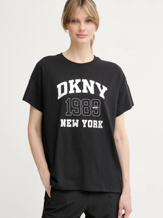 Zdjęcie produktu DKNY T-shirt damski bawełniany czarny