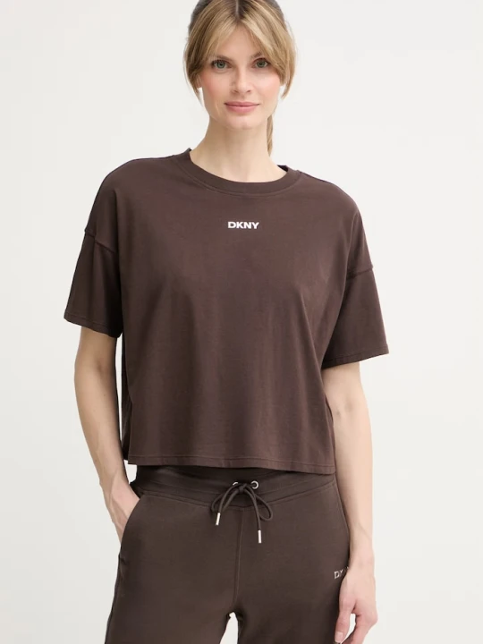 Zdjęcie produktu DKNY T-shirt damski bawełniany brązowy