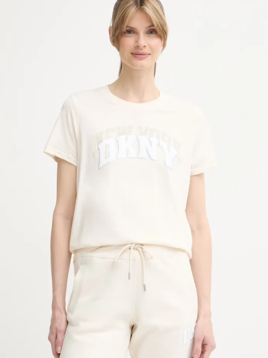 Zdjęcie produktu DKNY T-shirt damski bawełniany beżowy