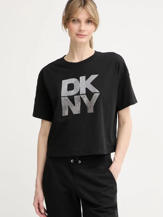 Zdjęcie produktu DKNY T-shirt damski bawełniany czarny
