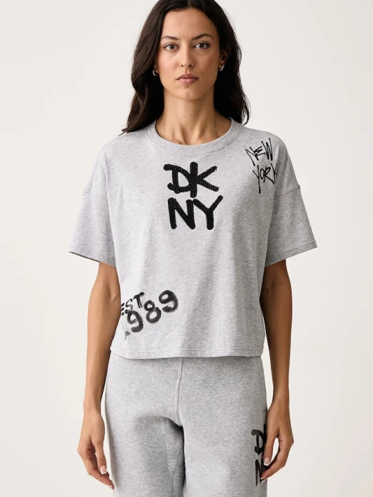 Zdjęcie produktu DKNY T-shirt damski bawełniany szary