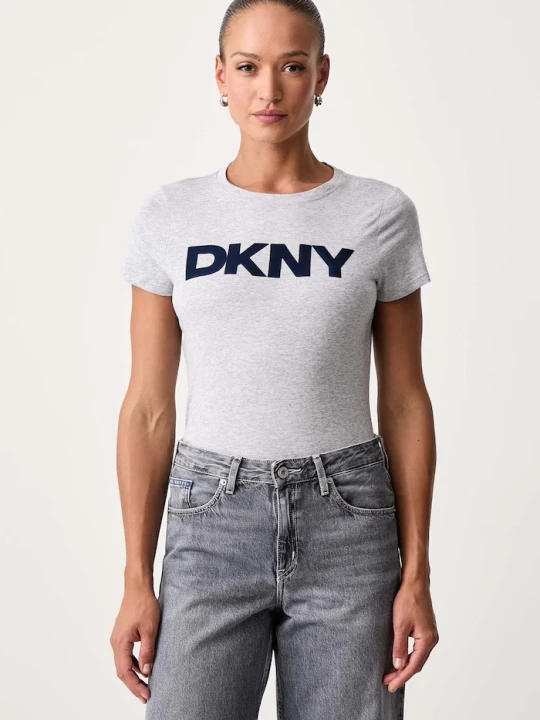 Zdjęcie produktu DKNY T-shirt damski z bawełną szary