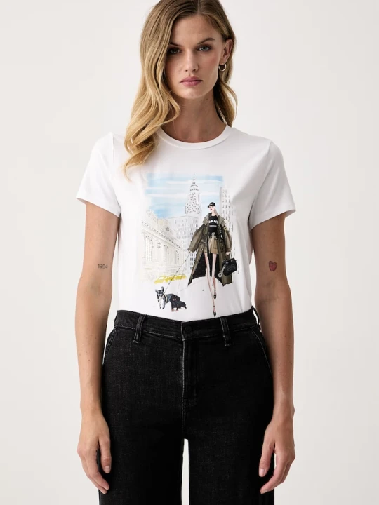 Zdjęcie produktu DKNY T-shirt damski z modalem biały