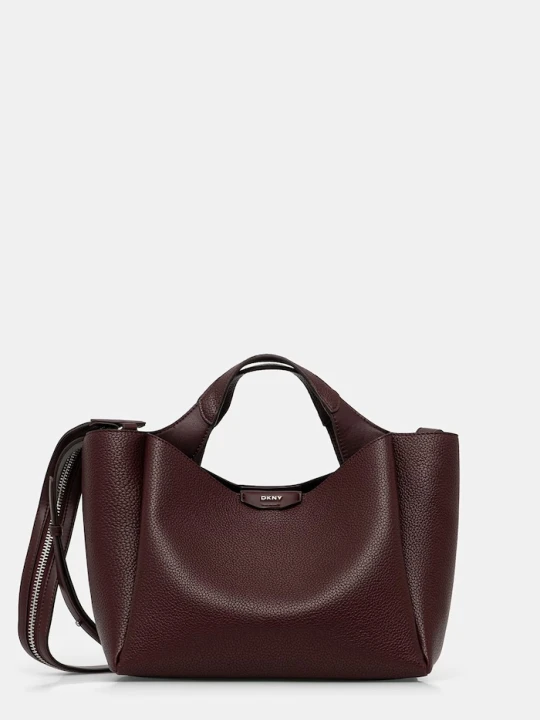 Zdjęcie produktu DKNY torebka crossbody damska z imitacji skóry bordowy