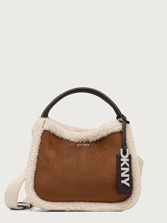Zdjęcie produktu DKNY torebka damska z imitacji zamszu brązowy