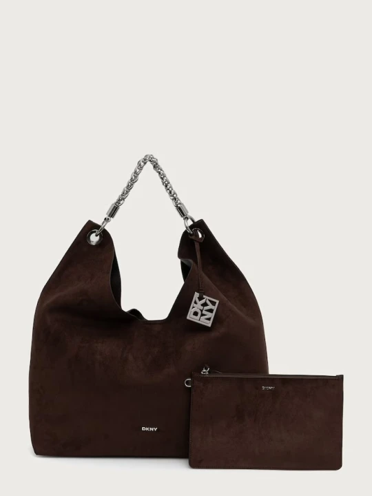 Zdjęcie produktu DKNY torebka shopper damska z imitacji zamszu brązowy
