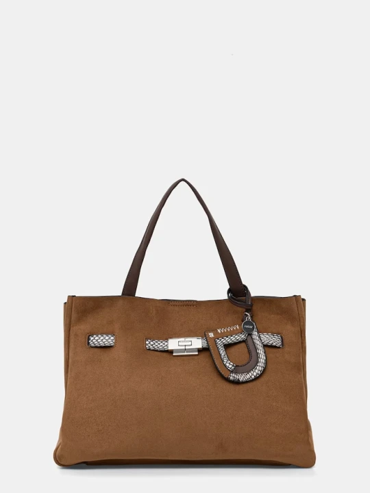 Zdjęcie produktu DKNY torebka shopper damska z imitacji zamszu BRYAR beżowy