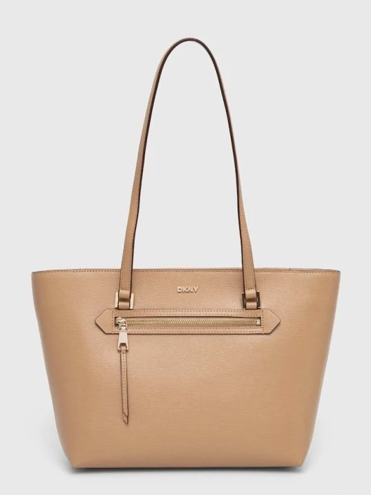 Zdjęcie produktu DKNY torebka shopper damska skórzana beżowy