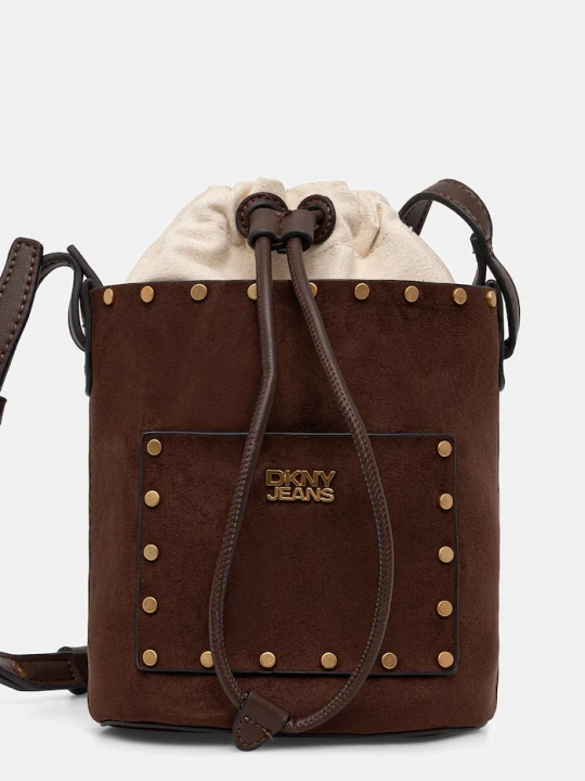 Zdjęcie produktu DKNY torebka worek damska z imitacji zamszu PAYTON brązowy