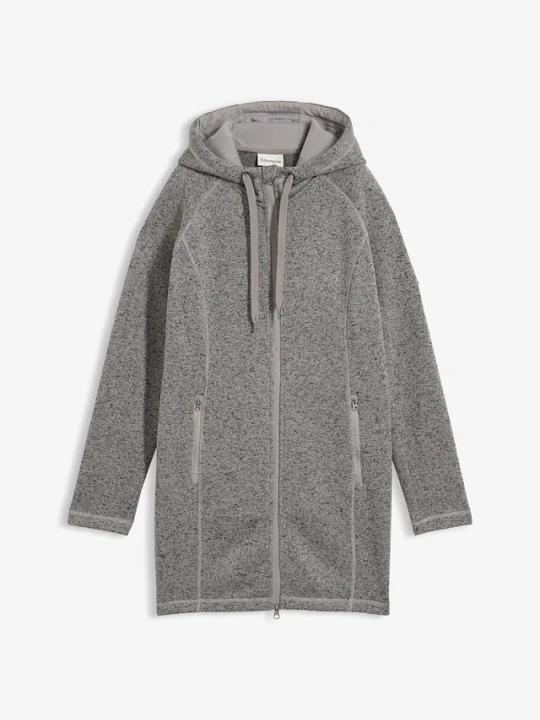 Zdjęcie produktu Długa bluza rozpinana z polaru, z kapturem BonPrix czarny