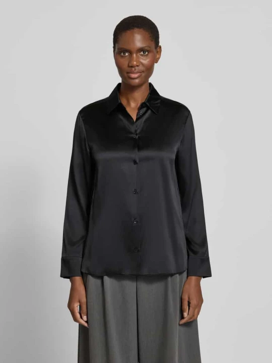 Zdjęcie produktu Długa bluzka z długim rękawem z jedwabiu z detalem z logo MM By Max Mara Czarny