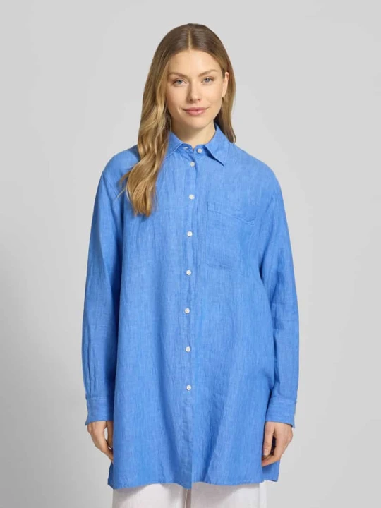 Zdjęcie produktu Długa bluzka z lnu o kroju relaxed fit model 'TAHIA' 0039 italy Błękitny