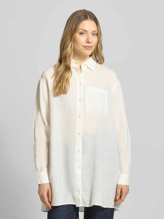 Zdjęcie produktu Długa bluzka z lnu o kroju relaxed fit model 'TAHIA' 0039 italy Biały
