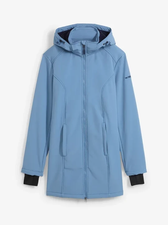 Zdjęcie produktu Długa, hydrofobowa kurtka funkcyjna softshell na podszewce z miękkiego polaru BonPrix niebieski