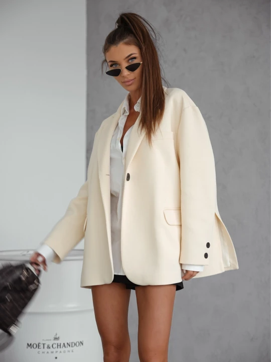 Zdjęcie produktu Długa marynarka oversize RIVIERA - beżowa  magmac 