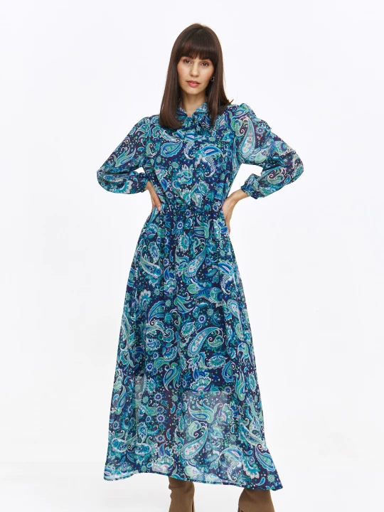 Zdjęcie produktu Długa niebieska sukienka z nadrukiem paisley TOP SECRET