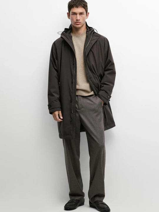 Zdjęcie produktu Długa Parka Techniczna - Brązowy - Massimo Dutti - Male