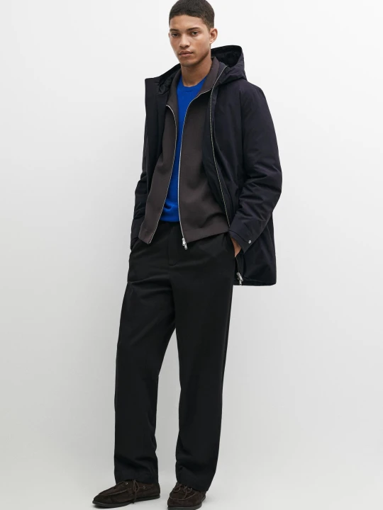 Zdjęcie produktu Długa Pikowana Parka Z Kapturem - Granatowy - Massimo Dutti - Male