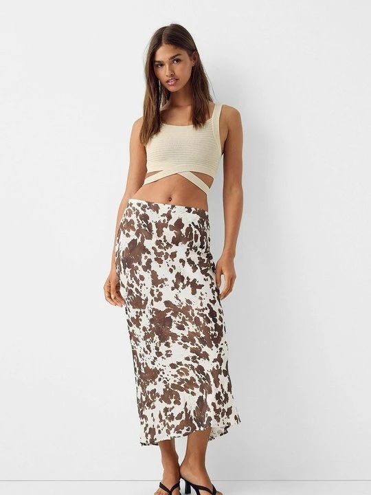 Zdjęcie produktu Długa spódnica Bershka beżowy