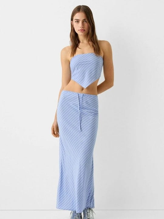 Zdjęcie produktu Długa spódnica Bershka granatowy