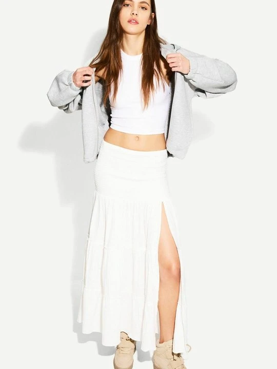 Zdjęcie produktu Długa spódnica Bershka mleczny