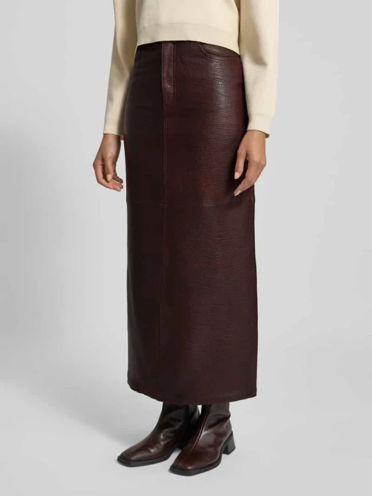 Zdjęcie produktu Długa spódnica z imitacji skóry model ‘LISANNE’ IVY & OAK Bordowy