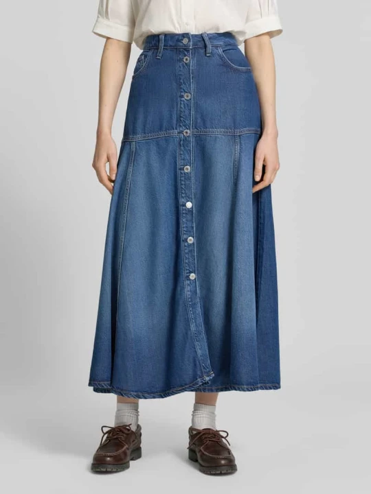 Zdjęcie produktu długa spódnica z mieszanka lyocellu w tkanina stylizowana na denim model 'Nidia' Guess Jeansowy niebieski