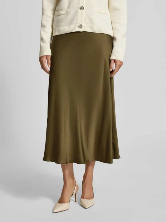 Zdjęcie produktu Spódnica midi z wiskozy z elastycznym pasem milano italy Khaki